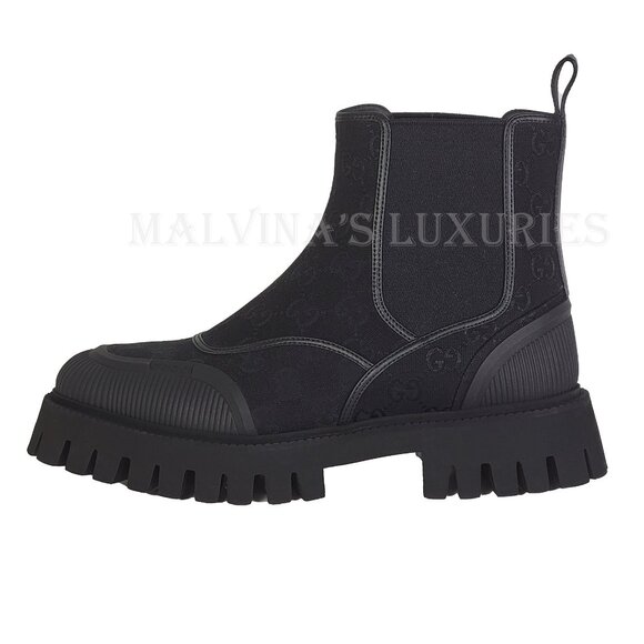 GUCCI BOOTS MENS GG CANVAS CHUNKY LUG SOLE ANKLE  sz 9 / 9.5 US - Picture 6 of 15